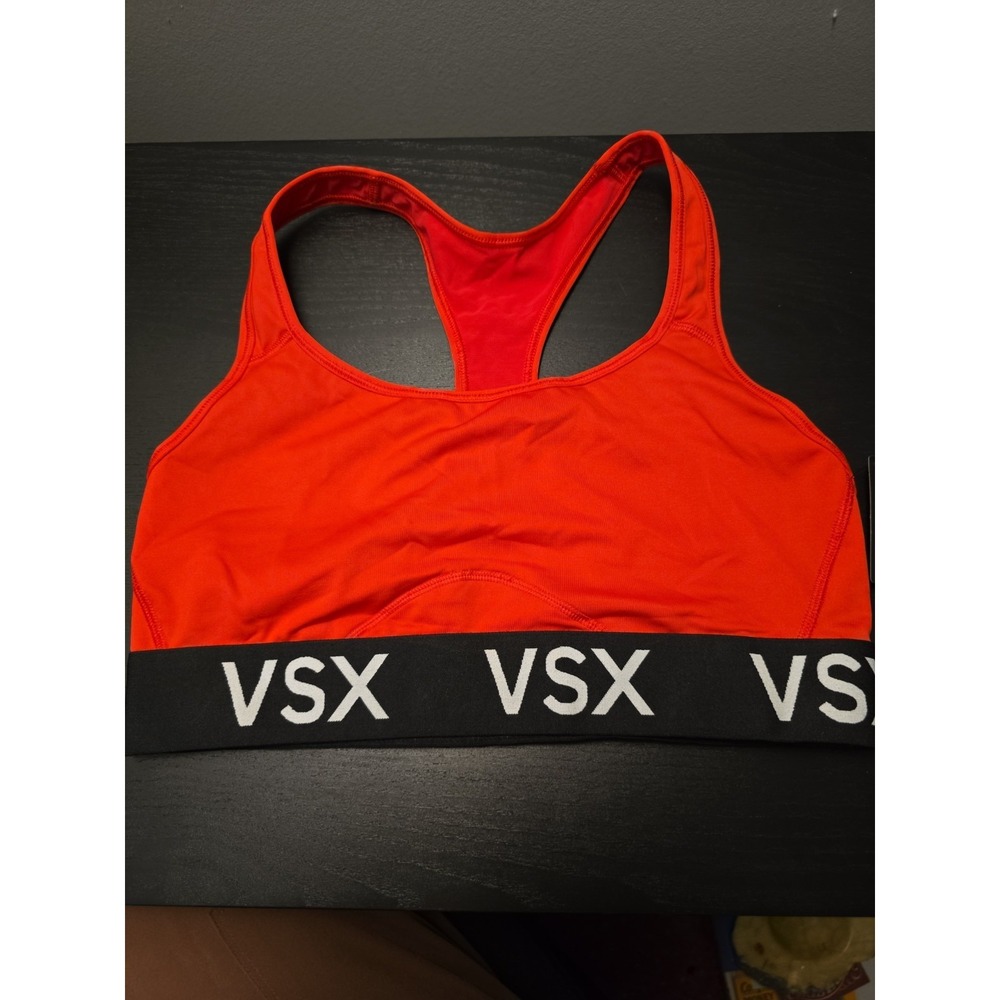 NWT Victoria's Secret VSX Sports Bra Medium Red Black Athletic Workout Gym Yoga